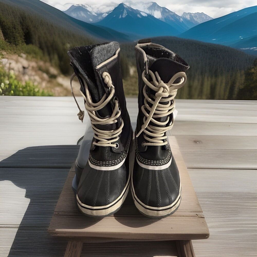 Sorel 1964 Snow Boots Premium Leather Rubber Laced Weather & Waterproof W Size 8